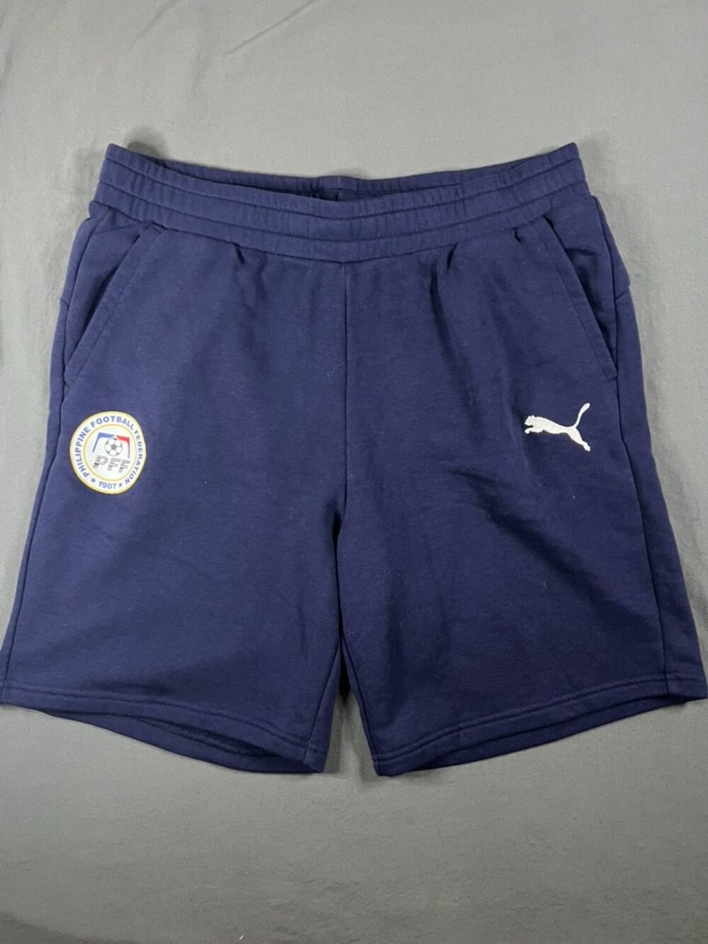 Puma Football Sweat Shorts Men's Large PFF Philippines Navy Blue Team Issue